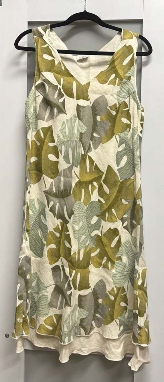 Click by Color Me Cotton Tropical Leaf Print Sleeveless Dress Size L